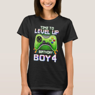 Birthday Boy 4 Time To Level Up  4th Level Up Vide T-Shirt