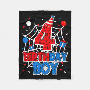 Birthday Boy 4 Year Old Sders 4th Birthday Kids Fleece Blanket
