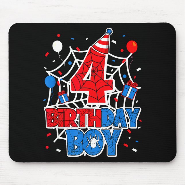 Birthday Boy 4 Year Old Sders 4th Birthday Kids  Mouse Pad (Front)