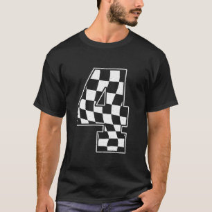 Birthday Boy 4th Race Car Chequered Flag 4 Racing T-Shirt