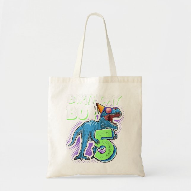 Birthday Boy 5 5th Birthday T Rex Dinosaur Party G Tote Bag (Front)