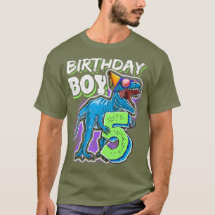 Birthday Boy 5 5th Birthday T Rex Dinosaur Party T-Shirt