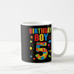 Birthday Boy 5 Year Old Building Blocks 5th Birthd Coffee Mug