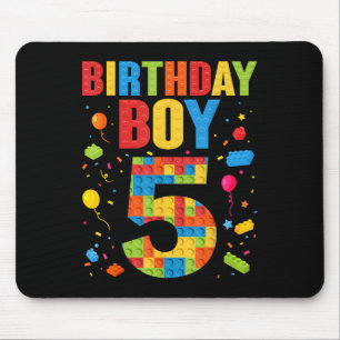 Birthday Boy 5 Year Old Building Blocks 5th Birthd Mouse Pad