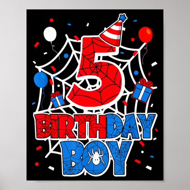 Birthday Boy 5 Year Old Sders 5th Birthday Kids  Poster (Front)