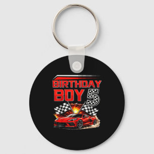 Birthday boy 5 years race car 5th birthday racing key ring