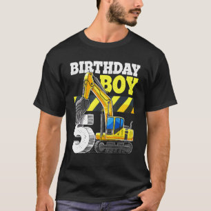 Birthday Boy 5th Birthday Excavator Construction V T-Shirt