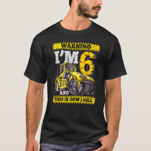 Birthday Boy 6 Construction 6th Birthday Roller 6t T-Shirt