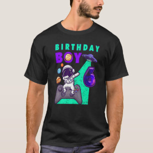 Birthday Boy 6 Gamer Dabbing Astronaut 6 Year Old T-Shirt