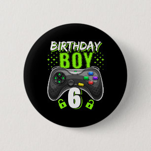 Birthday Boy 6 Video Game Controller Gamer 6th Bir Cm Round Badge