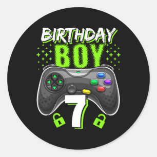 Birthday Boy 7 Video Game Controller Gamer 7th Bir Classic Round Sticker