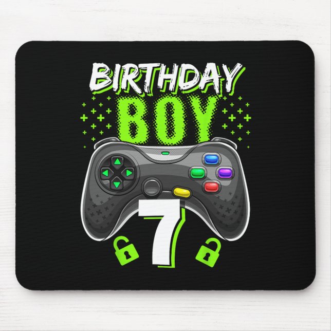 Birthday Boy 7 Video Game Controller Gamer 7th Bir Mouse Pad (Front)