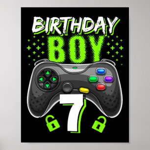 Birthday Boy 7 Video Game Controller Gamer 7th Bir Poster