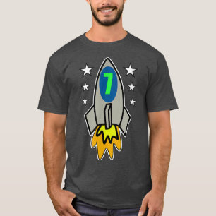 Birthday Boy 7 Years Old Rocket Astronaut Gift T-Shirt