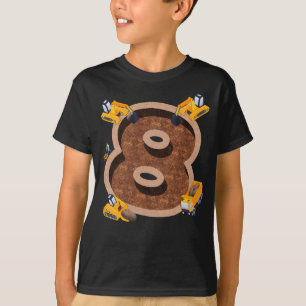 Birthday Boy 8 Construction Vehicle Excavator 8th  T-Shirt