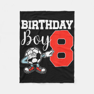 Birthday Boy 8 Soccer Dab Funny Eight Soccer Dabbi Fleece Blanket