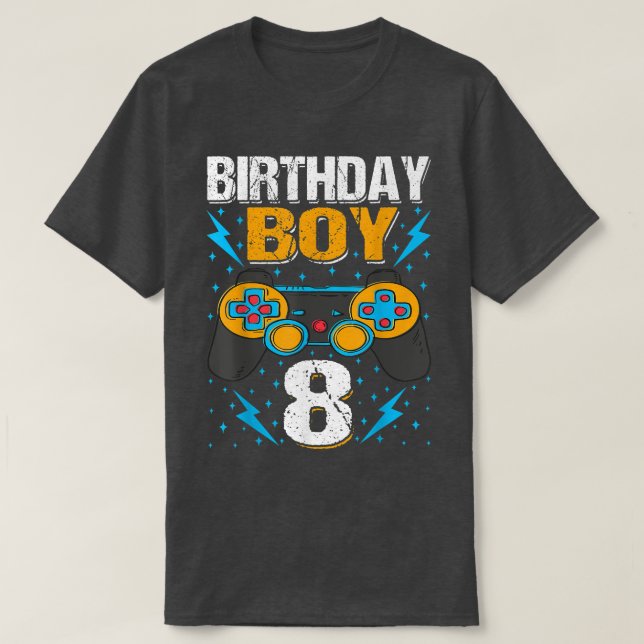 Birthday Boy 8 Video Game Controller Gamer 8th Bir T-Shirt (Design Front)