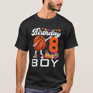 Birthday Boy 8 Years Old Dabbing Basketball Ball 8 T-Shirt