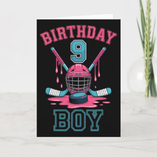 Birthday Boy 9 Hockey Fan Youth Fun Celebration Te Card