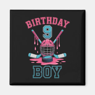 Birthday Boy 9 Hockey Fan Youth Fun Celebration Te Magnet