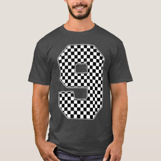 Birthday Boy 9 Race 9th Racing Chequered Flag T-Shirt
