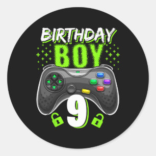 Birthday Boy 9 Video Game Controller Gamer 9th Bir Classic Round Sticker