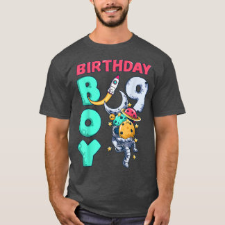 Birthday Boy 9 Year Old, Astronaut, Space Rocket, T-Shirt