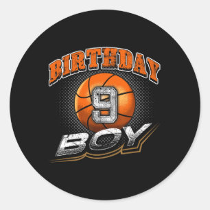 Birthday Boy 9 Year Old Sketll Gift  Classic Round Sticker