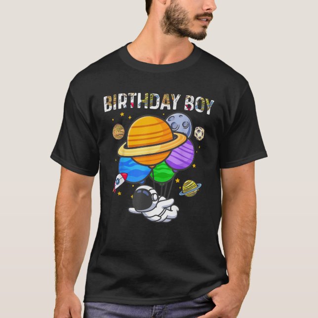 Birthday Boy Astronaut Space Theme Birthday Party  T-Shirt (Front)
