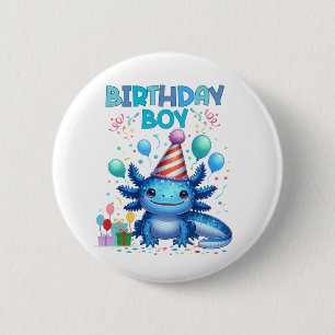 Birthday Boy Axolotl Vibes Cute Party Design 6 Cm Round Badge