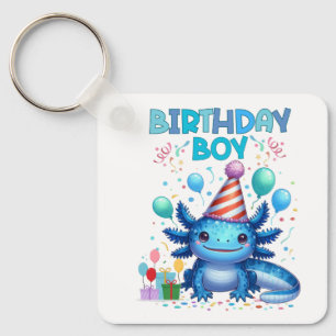 Birthday Boy Axolotl Vibes Cute Party Design Key Ring