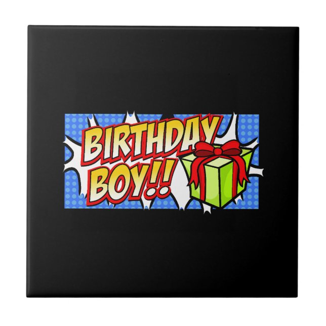 Birthday Boy Banner Ceramic Tile (Front)