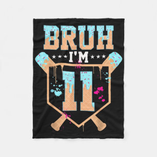Birthday Boy Baseball Ice Cream Drip Bruh Im 11 Ye Fleece Blanket