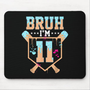 Birthday Boy Baseball Ice Cream Drip Bruh Im 11 Ye Mouse Pad