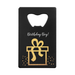 Birthday Boy Black and Gold Faux Foil