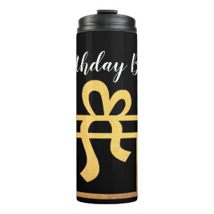Birthday Boy Black and Gold Faux Foil Thermal Tumbler