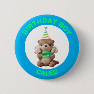 Birthday Boy | Blue and Green Teddy Bear 6 Cm Round Badge