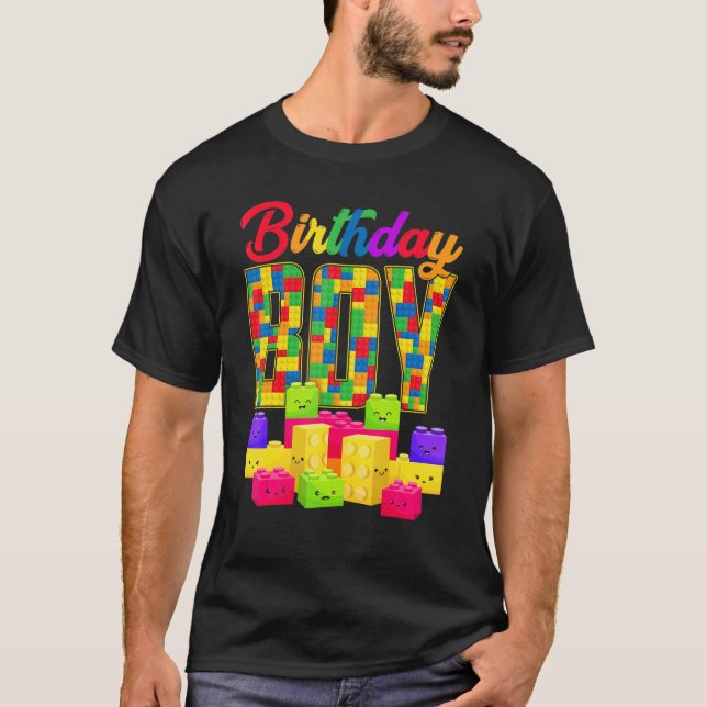 Birthday Boy Building Block Builders B Day Boys Ki T-Shirt (Front)