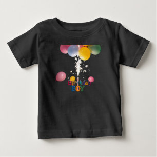 Birthday Boy Colourful Baby T-Shirt with Balloons 