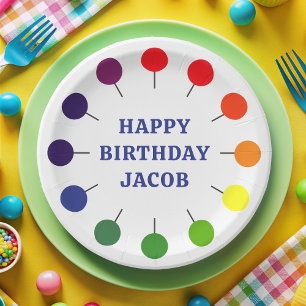Birthday Boy Colourful Lollipop Kids Paper Plate