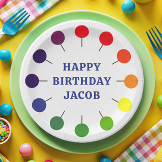 Birthday Boy Colourful Lollipop Kids Paper Plate