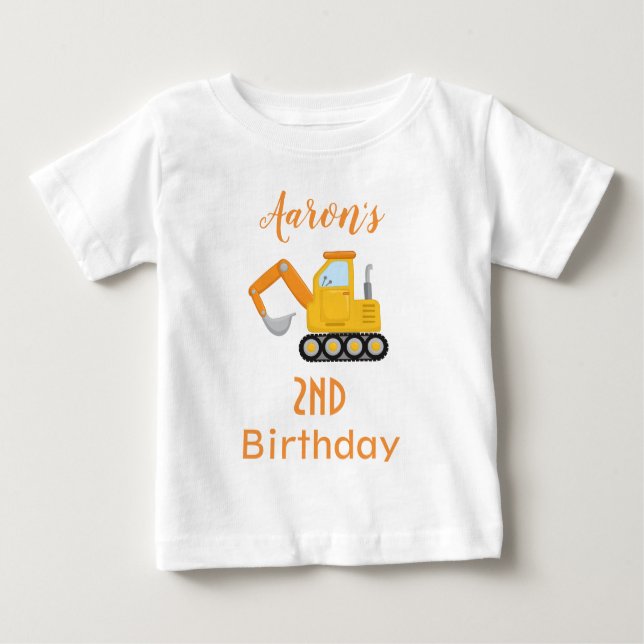 Birthday Boy Construction Truck Baby T-Shirt (Front)
