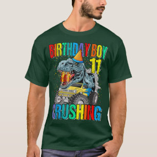 Birthday Boy Crushing 11 Monster Truck Dinosaur T-Shirt