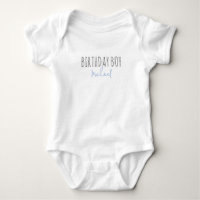 Birthday Boy Cute Blue Script Name First Birthday