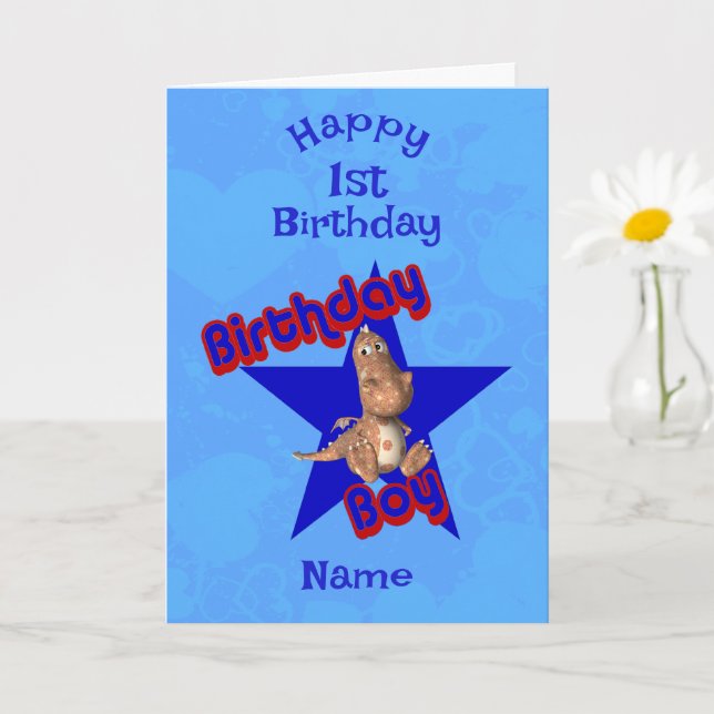 Birthday Boy Cute Dinosaur Birthday  Card (Small Plant)