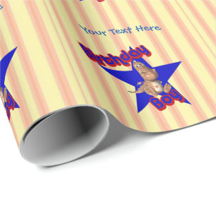Birthday Boy Cute Dragon Customisable  Wrapping Paper