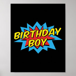 Birthday Boy Cute Kids Superhero Matching Comic Bi Poster