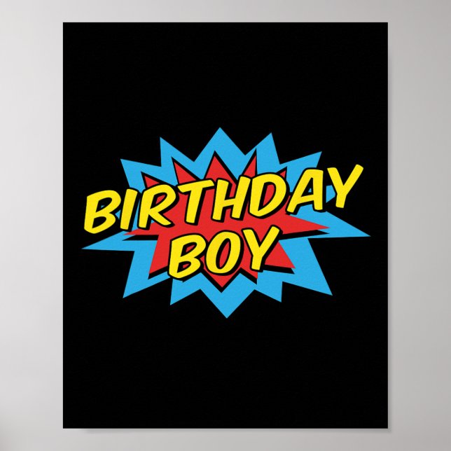 Birthday Boy Cute Kids Superhero Matching Comic Bi Poster (Front)