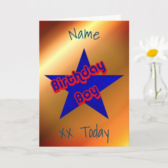 Birthday Boy Cute Personalised Birthday Card (Small Plant)