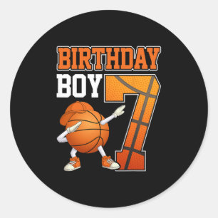 Birthday Boy Dabbing Sketll 7 Years Old 7th Birthd Classic Round Sticker